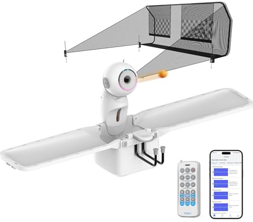 Tischtennis-Roboter, PUSUN Tischtennis-Maschine mit Ball-Recyclingeinrichtung, integrierte voreingestellte Trainingsbohrer, intelligente App-Steuerung, Echtzeit-Dreh-/Geschwindigkeits