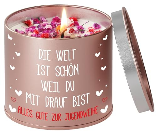 PRSTENLY Jugendweihe Geschenke Mädchen, 9OZ Lavendel Duftkerze | Geschenk Jugendweihe für Mädchen Schwester Tochter Nichte Nichte, Alles Gute zur Jugendweihe 2026