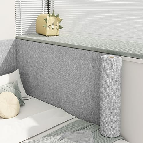 Koncey Selbstklebende Isoliertapete, Schalldichte Tapetenrolle, 65 x 280 cm Wandverkleidung, Dämmtapete Pappkaschiert, XPE Leinenstruktur, 4 MM Thermotapete Klebetapete(Grau)