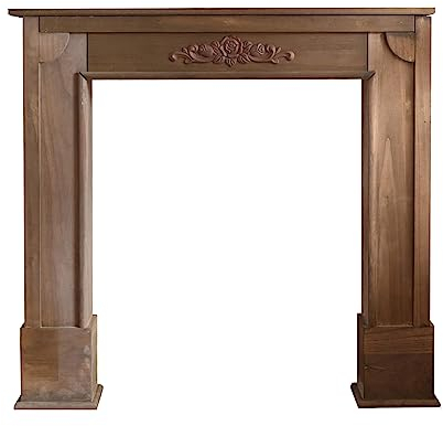 Rebecca Mobili Cornice Decorativa Marrone, Cornice Camino Shabby, per Salone - Misure 100 x 105 x 21 cm (HxLxP) - Art. RE4862