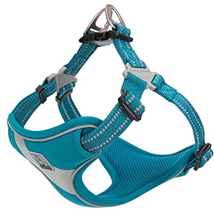 Arnés de seguridad para perro, estilo escalonado, reflectante, ajustable, cómodo, TLH5991 (azul, M)