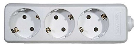 Base Multi Regleta 3 Enchufes con Toma de Tierra sin Cable Policarbonato P0320