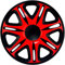J-Tec Juego de 4 Tapacubos Nascar 14 Pulgadas Negro/Rojo