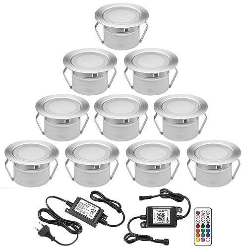 SUBOSI LED Bodeneinbauleuchten Arbeitet mit Alexa,IFTTT,Wifi Wireless Smart Phone Ø45mm IP67 Wasserdicht LED Einbaustrahler Full Kit
