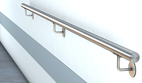 Edelstahl Handlauf V2A Fertighandlauf Geländer Treppe Griff 42,4x2 mit sichtbarer Verschraubung(2,5 m - einteilig)