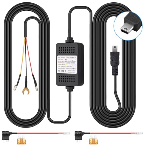 ESYNiC Kit Trasformatore Step-Down con Filo Rigido per Dash Cam da Auto Camion 12V 24V Centralina con Cavo di Alimentazione 3M e Fusibile a Lama 2A per Dashcam 512G 402G 412 312GW 302G 212 202 101