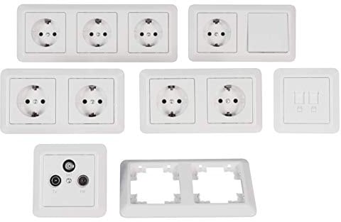 MC POWER - CUP - Wand Steckdosen und Schalter Set | Arbeitszimmer | 18-teilig | weiß, poliert