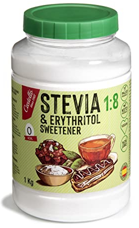 Stevia + Erythrit 1:8 Süßstoff | 1g = 8g Zucker | 100% Natürlicher Zuckerersatz - 0 Kalorien - 0 Glykämischer Index - Keto und Paleo - 0 Netto-Kohlenhydrate - Kein GVO - Castello since 1907-1 kg