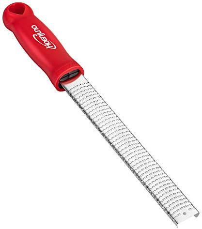 Hoenjuno Premium Zester Reibe, Parmesanreibe, Zitronenreibe, Muskatnuss Reibe, Rasiermesserscharfe Edelstahlklinge, breit, spülmaschinenfest Zester