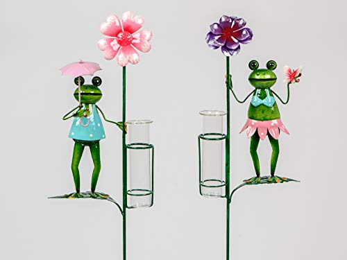 formano 2er Set Gartenstecker Frösche mit Regenmesser H. 105cm Garten