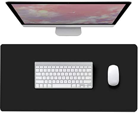 CIEEIN CIEHT Tapis de Souris Bureau Tapis de Portable Tapis de Bureau Mat Tapis de Souris en Cuir PU Noir 60x120cm