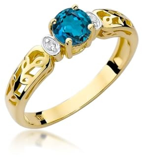 Lumari Gold - Verlobungsring Damen Ring Gold 585 Echtgold 14k Gold mit natürlichem Diamanten Damen Solitär Versprechen Ring Saphir Edelstein - Ringe Frauen - Gelbgold