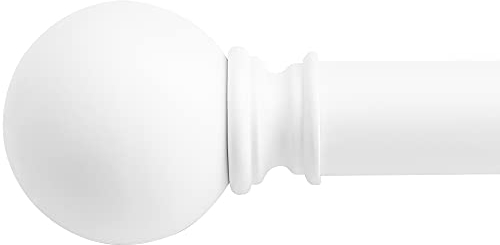 NICETOWN Gardinenstange Weiß-Matt mit Runden Endstücken Vorhang Stange für Transparente Gardinen Ausziehbare Vorhangstange 182-365 CM, 1 Läufig, Durchmesser 25MM