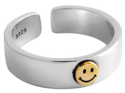Retro Smiley Face Ring Weiblicher Lächeln Ring Student Offener Finger Einstellbare Ringe Persönlichkeit Schmuck