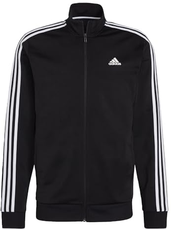 adidas Essentials Warm-Up 3-Stripes Track Jacket Veste Homme, Black/White, L