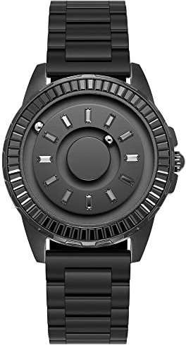 EUTOUR Magnetic Mens Watch Diamond Set Case Minimalist Ladies Watches Magnetic Balls Unique Wrist Watch with Stainless Steel Bracelet Black…