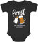 MoonWorks® Baby Body Prost zum ersten Vatertag Papa Spruch lustig Bierflasche Milchflasche Jungen & Mädchen schwarz 12-18 Monate