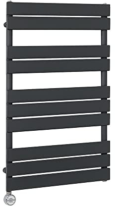 Milano Lustro 600W Anthracite Flat Panel Electric Heated Towel Rail Thermostatic - 975mm x 600mm