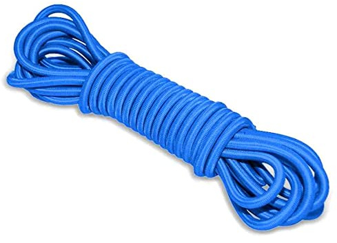 Blue Bungee Cord - 20 m / 65 ft of 5 mm Bungee Rope, Shock Cord, Bungee Strap, Elastic Rope, Tie Down - UV Resistant, Stretch at least 100%, Universal Use, Parallel Rubber Cores