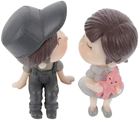 Veemoon 1 Paar Hocker Paar Ornamente Paar Figur Miniaturpaarfiguren Jubiläum Statuen Romantische Paarfiguren Paar Puppenhandwerk Mini-gartenfiguren Minipuppe Liebhaber PVC Kuchen Karikatur