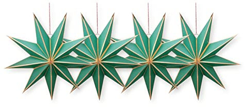 PIP STUDIO 51099218 Christmas Star Paper overall print green 20cm Set4 (1 Set)
