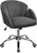 Yaheetech Chaise de Bureau à roulettes Design Fleur Fauteuil de Bureau en Velours Réglable en Hauteur avec Dossier Arrondi Inclinable Chaise Pivotante à 360° pour Chambre Bibliothèque Gris foncé