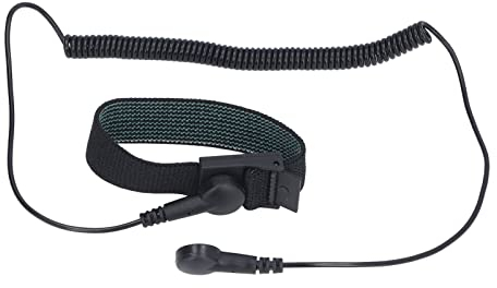 Antistatisches Handgelenkband, Wiederverwendbares ESD-Armband mit Erdungskabel, Verstellbares Langes Kabel (Schwarz)