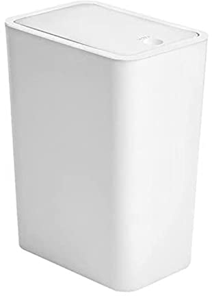 Yililay Petite Poubelle de Salle de Bain 9.1 L Blanche Poubelle à Papier avec Couvercle Poubelle Mince pour Maison, Le Bureau, Chambre et Cuisine