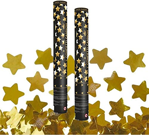 SparkleRS CLUB® Konfetti-Kanone, 40 cm, goldfarben, 2 Stück – Konfetti-Werfer für Geburtstag, Hochzeit, 10 m Reichweite, einfacher Griff