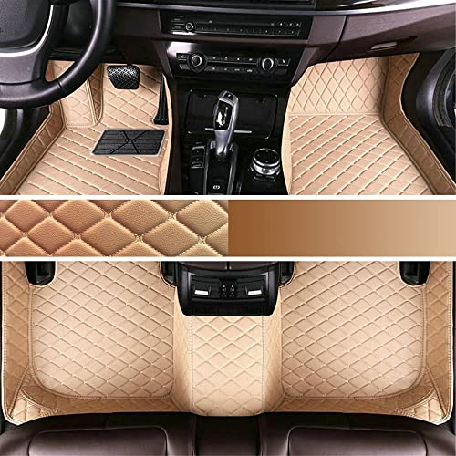 Personalisierung Anpassen Autofussmatten - 3D Luxus PU-Leder Auto Fussmatten Massanfertigung, Nach Maß Fußmatten Kompatibel mit 99% AutoMarke Modell (Beige)