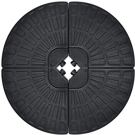 COSTWAY 4 Pieces Parasol Base, Water or Sand Filled Heavy Duty Cross Stand Holder, Outdoor Garden Patio Yard Cantilever Banana Umbrella Base Weight (48 x 48 x 7cm)