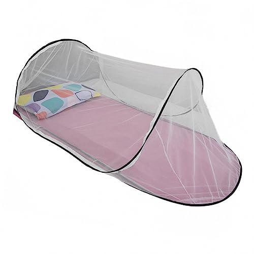 AXTMR Tragbares Pop-Up-Moskitonetz, Alles inklusive, Einzelbett-Moskitonetz mit Reißverschluss, Faltbarer Moskitoschutz,Black,200 * 80cm