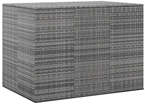 TEKEET Wohnmöbel Garten Kissenbox PE Rattan 145x100x103cm Größe Grau