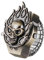Silverora Flip-Up-Ring, Vintage, Flamme, Schädel, Quarzuhr, Fingerring, verstellbar, Halloween-Dekoration für Männer und Frauen, Flamme-Bronze