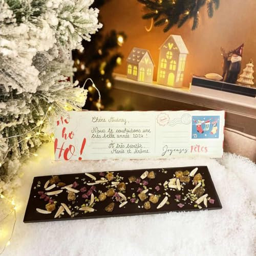 CHOCODIC - Tablette en chocolat carte de vœux à personnaliser - CHOCOLAT DE NOEL ARTISANAL ET FRANCAIS