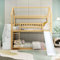 Dolamaní Lit mezzanine, 90 x 200 cm, avec toboggan et escalier, lit cabane avec main courante et échelle à angle droit, avec espace de rangement, lit superposé avec protection anti-chute et grille