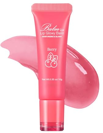 Ofanyia Lip Glowy Balm, Hydrating Lip Balm Clear Lip Gloss, Moisturizing Non-Sticky Lip Gloss Lip Care for Dry Chapped Cracked Lips, Vegan & Cruelty-Free (berry)
