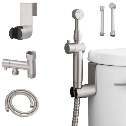Greenspring Bidet-Sprühaufsatz aus gebürstetem Nickel, Handbrause für Toilette, Messing, Stoffwindelsprüher, Bidets zur Befestigung von Toiletten, mit verstellbaren Sprühköpfen
