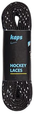 Kaps Wasserfeste Schnürsenkel aus Polyester für Schlittschuhe | Extrem Reißfest (190 daN), Wasserfest | Für Eishockey Schlittschuhe (Schwarz-Weiß - 274 cm)