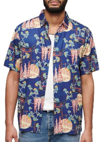 Superdry Hawaiian Shirt M4010353A Wisteria Blue Größe XXL, Wisteria Blue, XXL