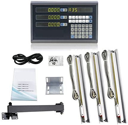 OUTFYT Drehmaschine-lineare Skala, Komplette 3-Achsen-Kit/Einheit/Set Digital-Anzeige mit 3 Stck 5U lineare Waagen/Encoder/Sensorabmessungen for Fräsen/Drehmaschinen für Drehfräsen (Color : 3 axis