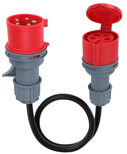 ConBlom CEE Adapter 32A Stecker Auf 16A Kupplung, 5-Phasig, 400V, Starkstromkabel 1M CEE 32A Stecker-CEE 16A Buchse Adapter, Adapter 32A Auf 16A, Schutzart IP44 (CEE Adapter 1m)