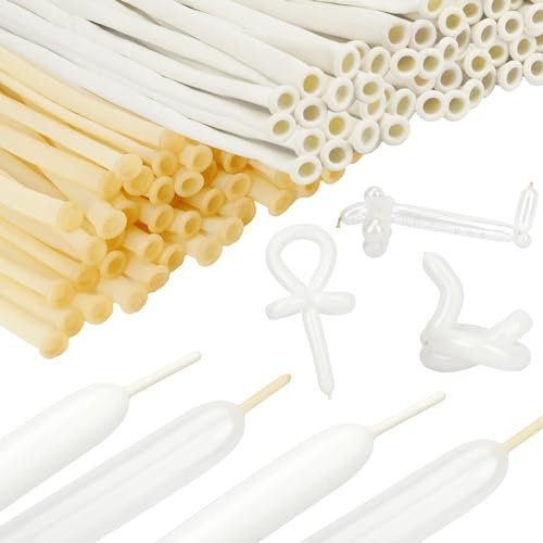 Modelling Long Balloons,100PCS 260Q White Clear Twisting Animal Making Magic Balloons,Art Craft Kids Birthday,for Balloon arch Birthday Wedding Christmas Halloween Festival Party Clown Decoration
