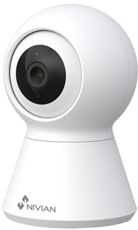 NIVIAN - Cámara de vigilancia Interior Domo 360º WiFi 4MP Half 4K | Detección Humana IA y Auto-Tracking | Audio Bidireccional y Sirena | Compatible con Alexa y Google Home | MicroSD hasta 256GB