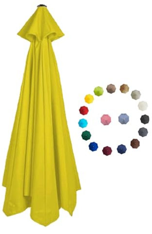 BEEGMA Replacement Parasol Canopy 2.0/2.3/2.7/3.0m Patio Umbrella Replacement Canopy 6 Arms/8 Arms Canopy Replacement Cover for Garden Market Beach Umbrella (Color : Yellow, Size : 3.0m/10FT-6Ribs)