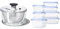 OXO Good Grips Glass Salad Spinner & Amazon Basics Airtight Glass Food Storage Container Set with BPA-Free & Locking Plastic Lids, 14 Pieces (7 Containers + 7 Lids), Clear