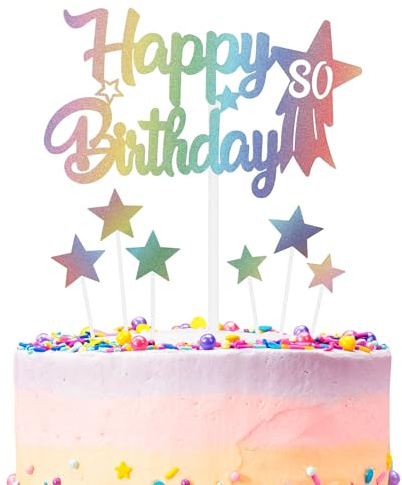 Regenbogen Geburtstagskuchen Dekoration, Nummer 80 Regenbogen Kuchen Topper, jede Feiertag und Party Kuchen Farbe Dekoration, Geburtstagsfeier Dekoration für Jungen und Mädchen
