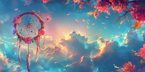 Diamond Painting Großes XXL 50x100cm, DIY 5D Dream catcher Diamant Painting Bilder Kinder, heaven Diamond Painting Erwachsene Bastelset, Diamand Art Painting Strass Stickerei Set, Deko Wohnzimmer