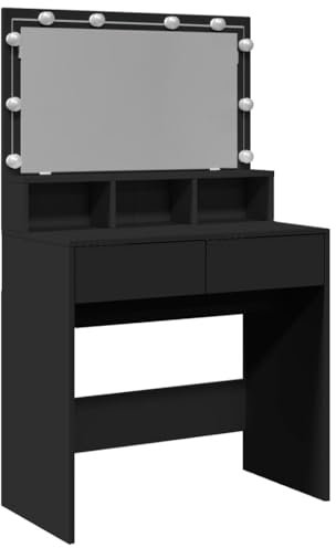 vidaXL Schminktisch mit LED-Beleuchtung Schwarz 80x41x134,5 cm