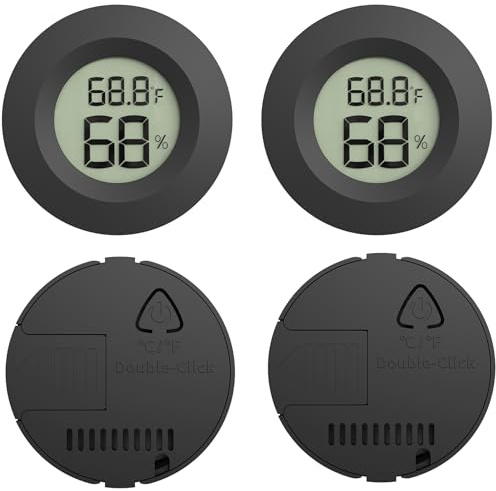 4 Pack Mini Digital Hygrometer Gauge Indoor Thermometer,Humidity Gauge LCD Monitor Temperature Outdoor Humidity Meter for Greenhouse Jars Incubators Guitar Case (4)